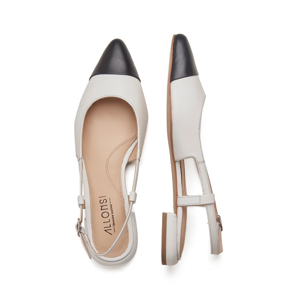 Women's Black and White Slingback Flats